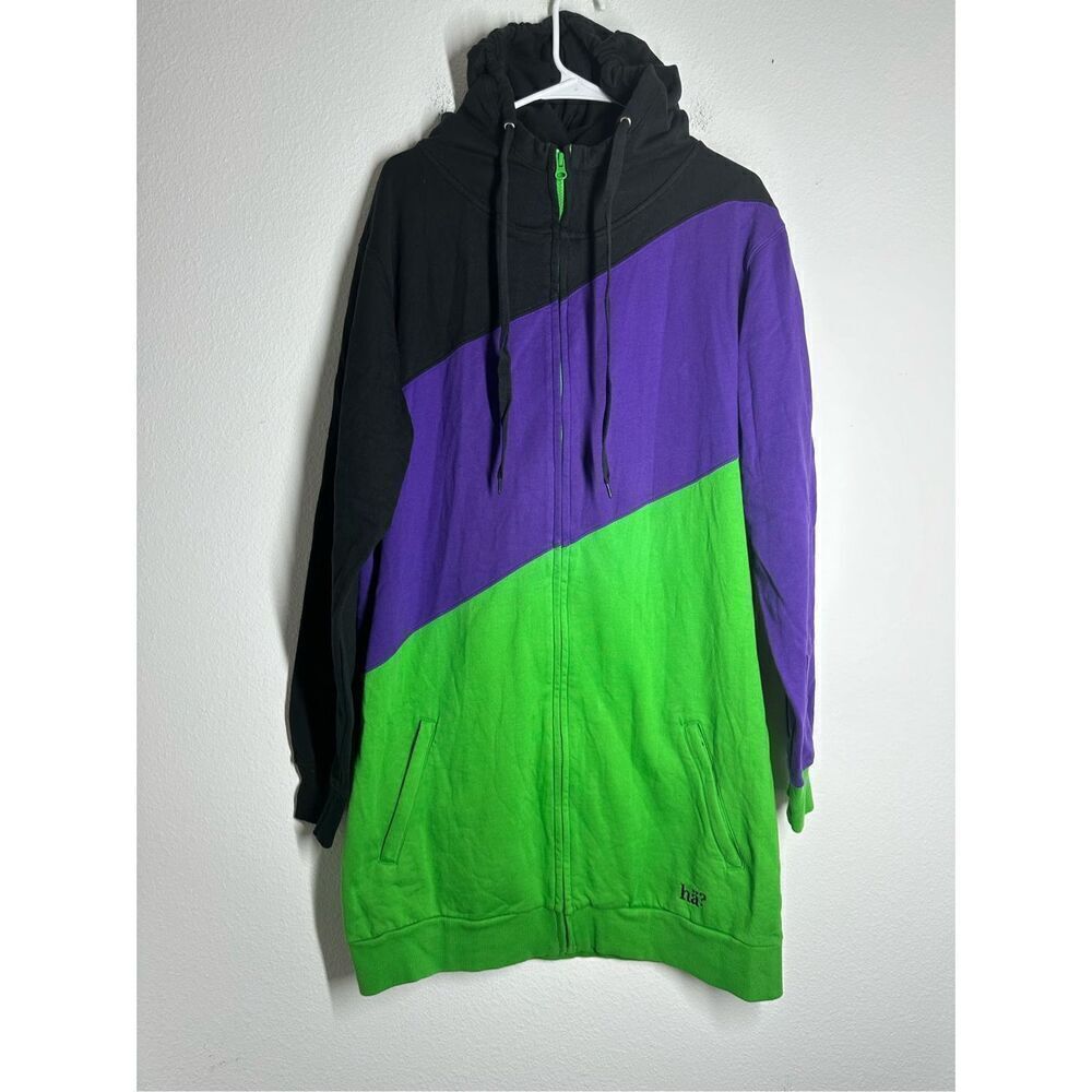 Rare Hä Men’s Snowboard Jacket with Mask Hooded Color Block Sz XL Cotton Blend